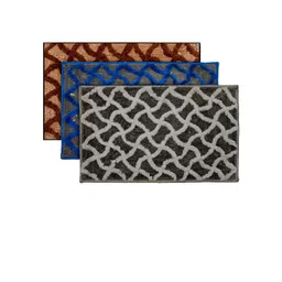 Kuber Industries Set Of 3 Brown & Blue Textured Velvet Anti-Skid Doormats-picture-22