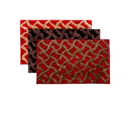Kuber Industries Set Of 3 Brown & Red Patterned Anti-Skid Doormats-picture-39