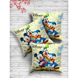 Kuber Industries Set Of 3 Cream-Coloured & Blue Disney Printed Reversible Cushions-picture-19