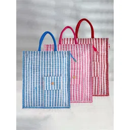 Kuber Industries Set Of 3 Striped Oversized Shopper Tote Bag-picture-11