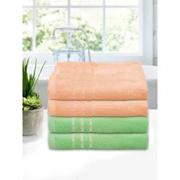 Kuber Industries Set Of 4 Green & Orange Solid 210 GSM Cotton Bath Towels-picture-13