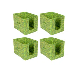 Kuber Industries Set Of 4 Green Flower Printed Foldable Saree Stacker With Handles-picture-38