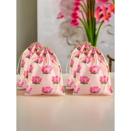 Kuber Industries Set of 4 Lotus Printed Potli Bags-picture-18
