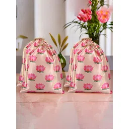 Kuber Industries Set of 4 Lotus Printed Potli Bags-picture-27