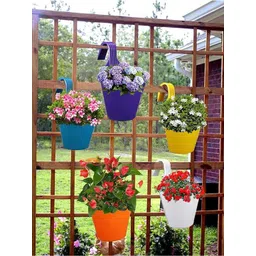 Kuber Industries Set of 5 Yellow Single Hook Container Planters-picture-38