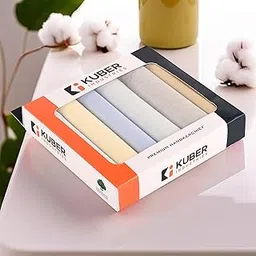 Kuber Industries (Set of 6) Premium Cotton Soft Handkerchief For Men With Box | Rumal For Boy's | Hanky For Men | Silver | Light Color-picture-18