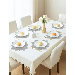 Kuber Industries Silver-Toned 6 Pieces Patta-Designed Leather Table Placemats-picture-24