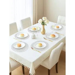 Kuber Industries Silver-Toned 6 Pieces Round Leather Heat-Resistant Table Placemats-picture-12