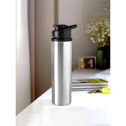 Kuber Industries Silver-Toned & Black 2 Pieces Stainless Steel Water Bottles-700 ml Each-picture-17