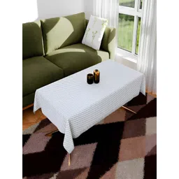 Kuber Industries Silver-Toned & White Geometric Printed Anti-Skid 4-Seater Table Cover-picture-37