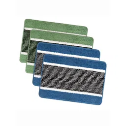 Kuber Industries Sky Blue & Green 4 Pieces Striped Anti-Skid Microfiber Door Mats-picture-25