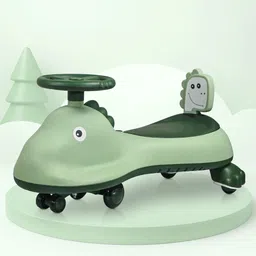 kuber industries Swing Car for Kids 3+ Years | 80 Kg Weight Capacity | Shark - Green Kids Scooter-picture-12