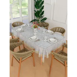 Kuber Industries Transparent Floral Printed Waterproof 6-Seater Table Cover-picture-34