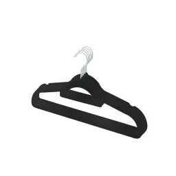 Kuber Industries Velvet Cloth Hanger with Chromed Plated Steel Hook Black (Pack of 5)-picture-11