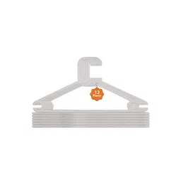 Kuber Industries White 12-Pcs Supreme Plastic Clothes Hangers With Hook-picture-26