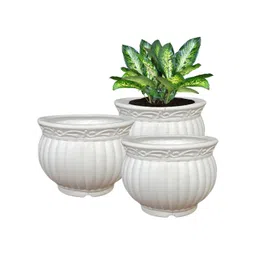Kuber Industries White 3 Pieces Textured Planters-picture-34