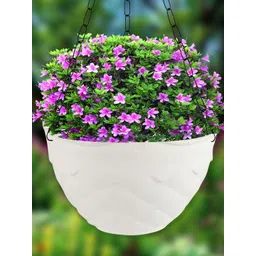 Kuber Industries White 4 Pcs Diamond Flower Planters image 1
