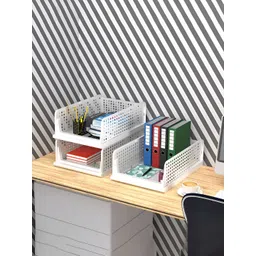 Kuber Industries White 4-Tiers Regular Desk Organiser Organisers-picture-44