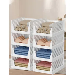 Kuber Industries White 8 Pieces Textured Multi-Utility Organisers-picture-27