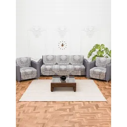 Kuber Industries White & Beige 10 Pieces 5 Seater Printed Cotton Sofa Cover-image-20