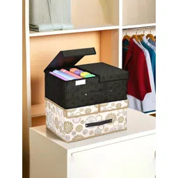 Kuber Industries White & Black 2 Pieces Printed Foldable Multi-Utility Organisers-picture-35