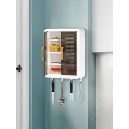 Kuber Industries White & Black Wall Mounted Organisers With Adjustable Shelves-picture-18