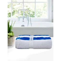 Kuber Industries White & Blue Striped 400 GSM Cotton Bath Towel-picture-16