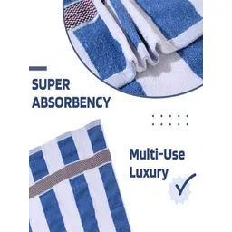 Kuber Industries White & Blue Striped Cotton 144 GSM Bath Towel image 4