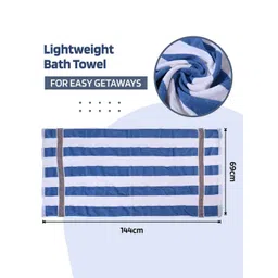 Kuber Industries White & Blue Striped Cotton 144 GSM Bath Towel image 5