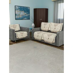 Kuber Industries White & Brown Printed Cotton Sofa Cover-picture-36