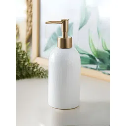 Kuber Industries White & Gold-Toned Solid Ceramic Soap Dispenser-picture-29