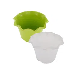 Kuber Industries White & Green 2 Pieces Blossom Planters image 5