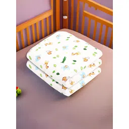 Kuber Industries White & Green 2 Pieces Floral Printed Cotton 210 GSM Single Bed Blanket-picture-19