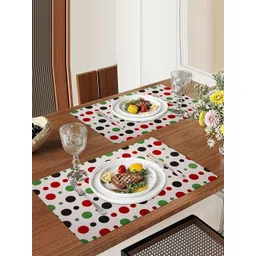 Kuber Industries White & Green 6 Pieces Dot- Printed Waterproof Reusable Table Placemats-picture-28