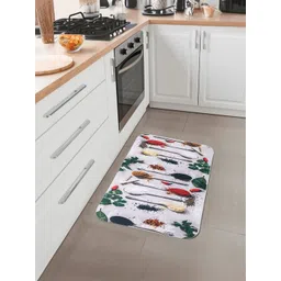Kuber Industries White & Green 6 Pieces Printed Anti Skid Kitchen Mats-picture-31