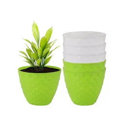 Kuber Industries White & Green 6 Pieces Textured Planters-picture-35