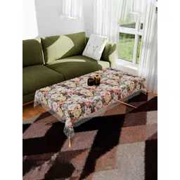 Kuber Industries White & Green Floral Printed Anti-Skid 2-Seater Table Cover-picture-27