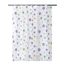 Kuber Industries White & Green Floral Printed Water-Proof Shower Curtain-picture-23