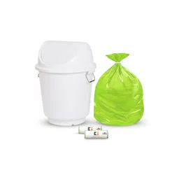 Kuber Industries White & Green Swing Lid Dustbin With 2 Roll Garbage Bags - 25L-picture-30