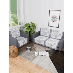 Kuber Industries White & Grey 6 Pieces 3 Seater Printed Cotton Sofa Cover-picture-29