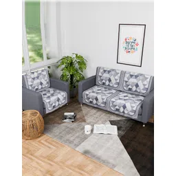 Kuber Industries White & Grey 6 Pieces Printed 3-Seater Sofa Covers-picture-23