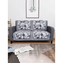 Kuber Industries White & Grey Printed 4 Pieces 2 Seater Sofa Cover-picture-21