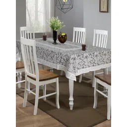 Kuber Industries White & Grey Printed 6 Seater Cotton Table Cover-picture-27
