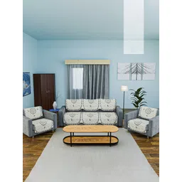Kuber Industries White & Grey Printed Cotton Sofa Cover-picture-25