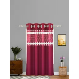 Kuber Industries White & Maroon Geometric Sheer Door Curtain-picture-28