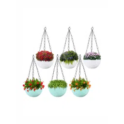 Kuber Industries White & Mint Green 6 Pieces Textured Hanging Planters-picture-36