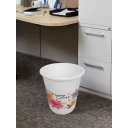Kuber Industries White & Pink 2-Pieces Floral Printed Portable Garbage Baskets - 5 L Each-picture-38