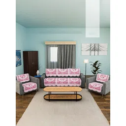 Kuber Industries White & Pink Printed Cotton Sofa Cover-picture-23