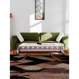 Kuber Industries White & Purple Printed Anti Skid Cotton Rectangle Table Cover-picture-34