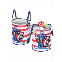 Kuber Industries White & Red 2 Pieces Printed Foldable Laundry Bags-picture-34